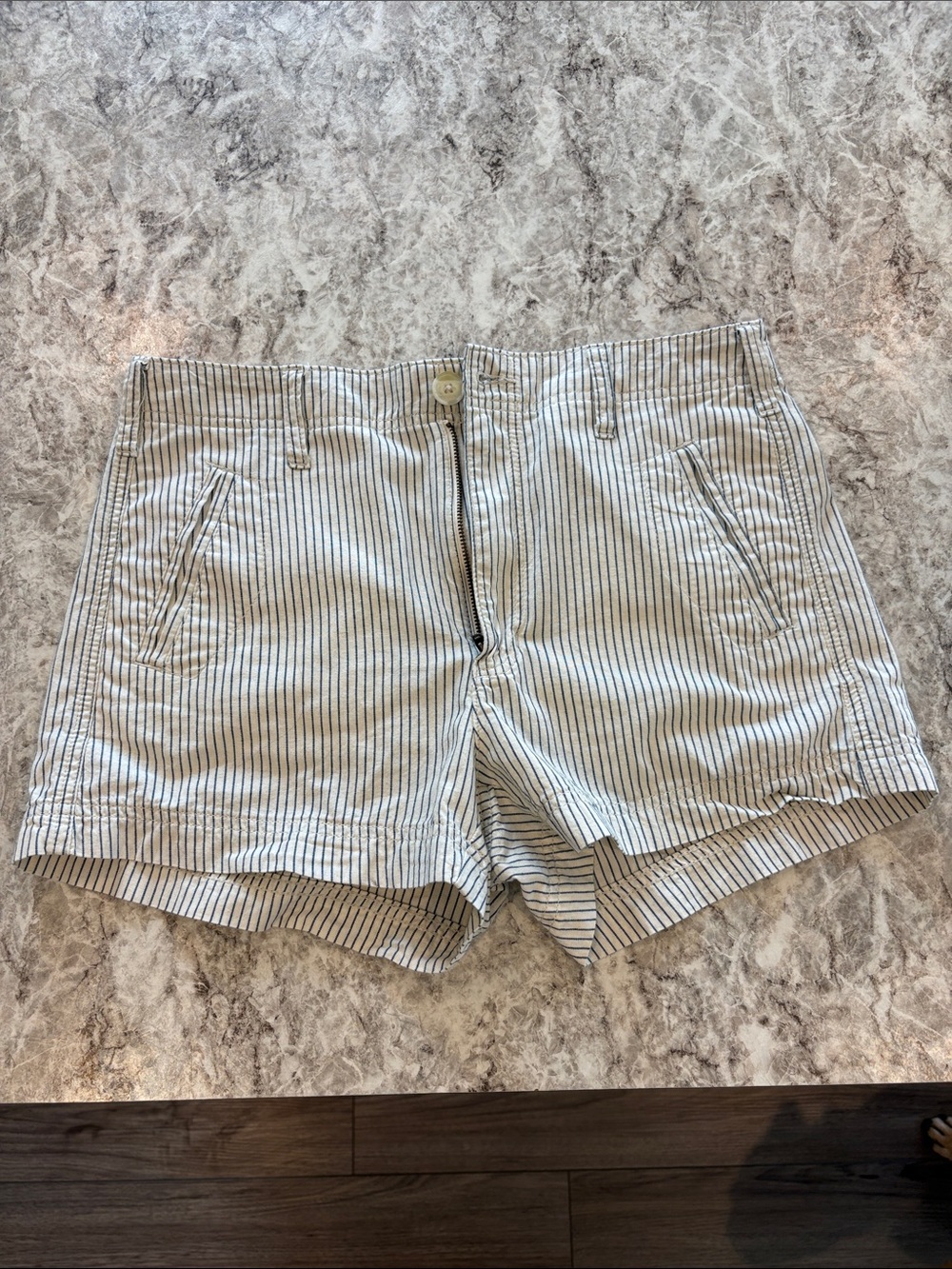 American Eagle Outfitters White and Blue Pinstripe Women’s Shorts